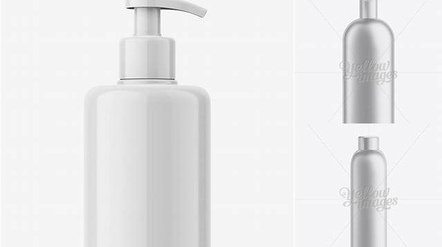 5376+ White Plastic Cosmetic Bottle with Cap 1000 ml Custom Graphic Mockup File