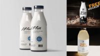 5378+ Clear Glass Bottle with Milk PSD Mockup Premium Free Mockup PSD