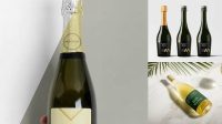 538+ Champagne Bottle HQ PSD Mockup Front View Exclusive Layered PSD Mockup