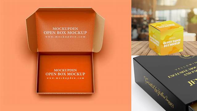 5384+ Opened Glossy Box PSD Mockup Front View Elegant Free Graphic Resource