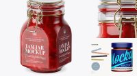 5385+ 900ml Cherry Jam Glass Jar with Clamp Lid PSD Mockup Professional Graphic PSD Download