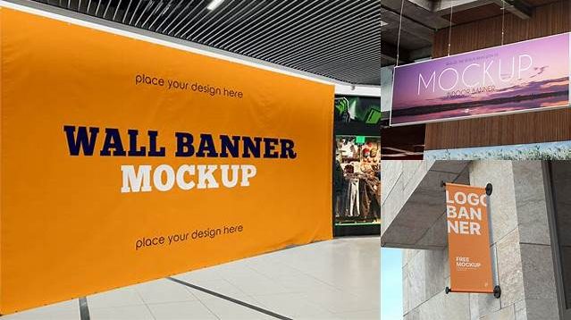 5386+ Textured Banner PSD Mockup For Free Download