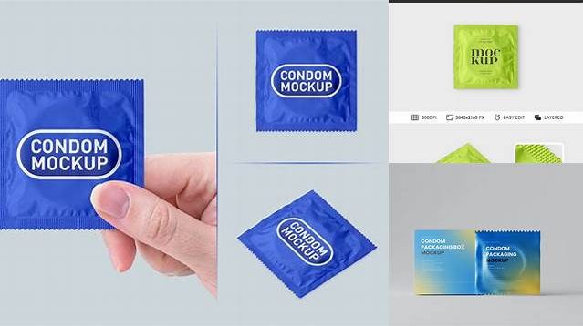 5387+ Kraft Paper Three Condom Packaging PSD Mockup Smart Layer Mockup Free