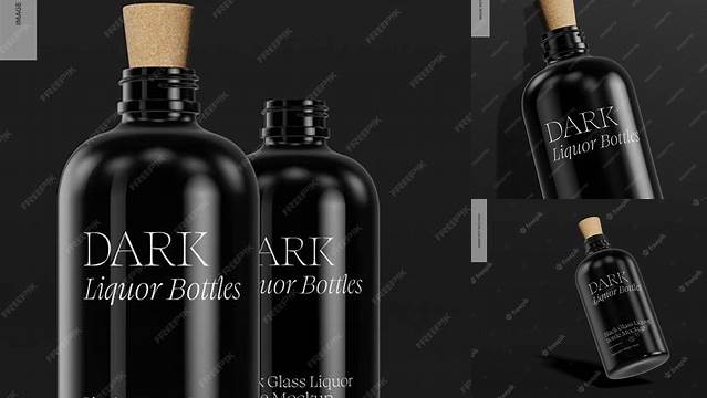 5388+ Black Glass Liquor Bottle PSD Mockup Front View Download Now High-Quality PSD Template