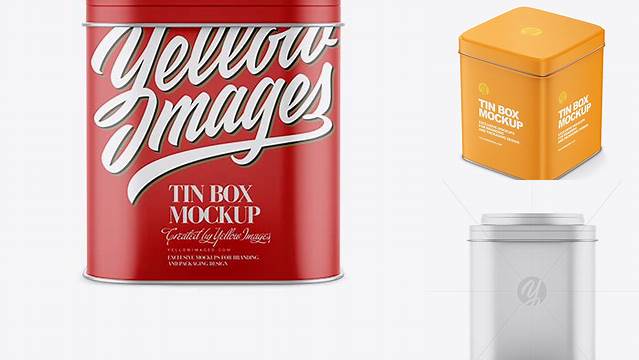 5388+ Matte Square Tin Box PSD Mockup Front View Premium Freebie for Designers