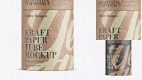 5390+ Small Kraft Paper Tube with a Paper Label Front View Elegant Photoshop Mockup