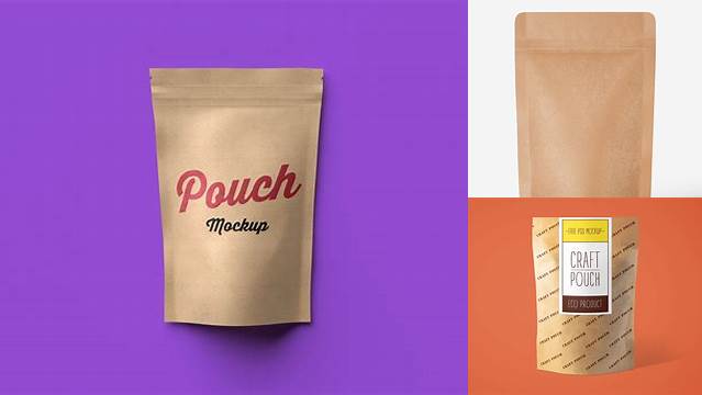 5391+ Kraft Paper Stand-up Pouch PSD Mockup Front View Free Photoshop Mockup Design