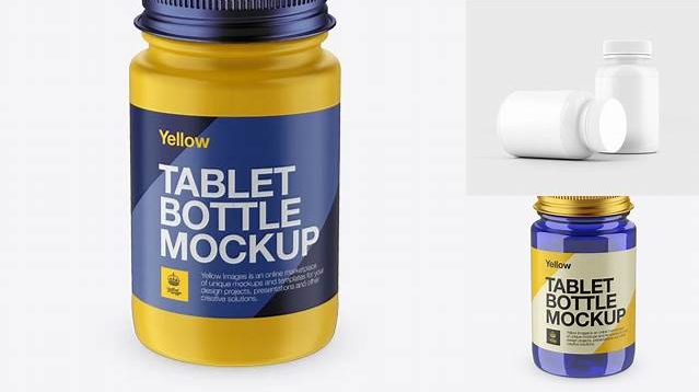 5392+ Matte Pill Bottle With Metal Cap PSD Mockup High-Angle Shot Easy-to-Edit Photoshop Freebie