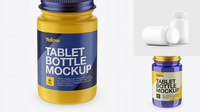 5392+ Matte Pill Bottle With Metal Cap PSD Mockup High-Angle Shot Easy-to-Edit Photoshop Freebie