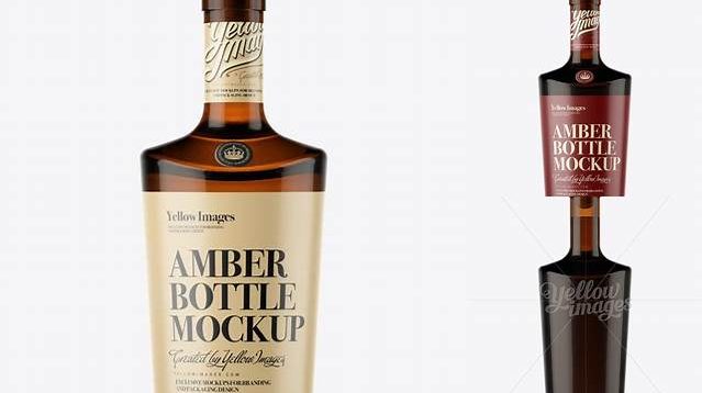 5396+ Amber Liquor Bottle with Bung PSD Mockup Front View Exclusive PSD Design Freebie