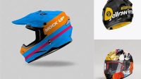 5400+ Motocross Helmet PSD Mockup Back Half Side View Advanced Free Graphic Template