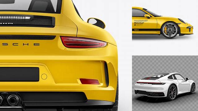 5400+ Porsche 911 R PSD Mockup Back View Custom PSD Mockup Template