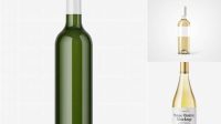 5402+ Green Glass Bottle with White Wine PSD Mockup Versatile Mockup for Designers