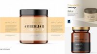 5406+ Amber Cream Jar With Glossy Cap PSD Mockup High-Angle Shot Exclusive Free PSD Mockups