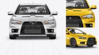 5406+ Mitsubishi Lancer Evolution X PSD Mockup Front View Premium Design Freebie