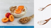 5406+ Wooden Spoon With Peach Fruit Yoghurt Exclusive Layered PSD Mockup