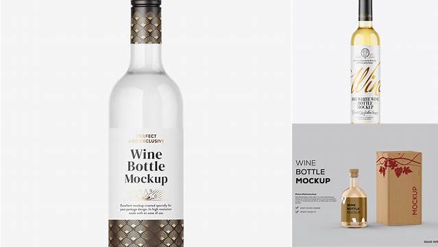 5407+ Clear Glass White Wine Bottle With Cap PSD Mockup Photoshop PSD Free for Designers