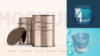 541+ Metallic Plastic Bucket PSD Mockup High-Angle Shot Editable Photoshop Free Mockup