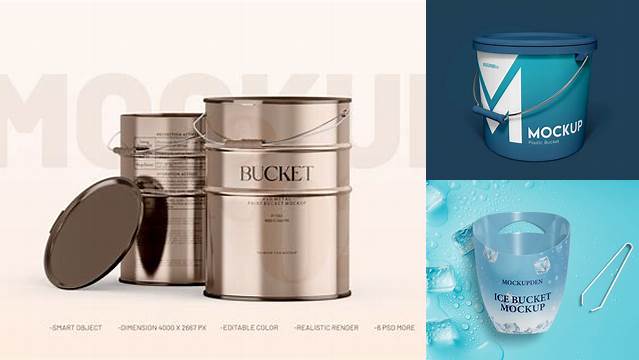 541+ Metallic Plastic Bucket PSD Mockup High-Angle Shot Editable Photoshop Free Mockup