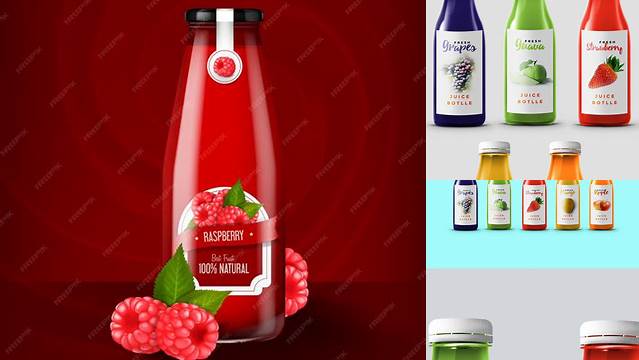 5413+ Clear Bottle with Raspberry Juice PSD Mockup Advanced Editable PSD