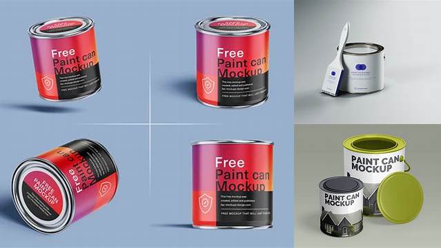 5413+ Glossy Paint Cans PSD Mockup Versatile Photoshop Freebie