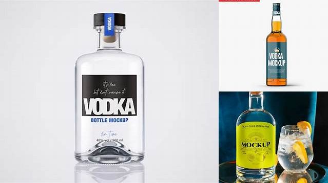 5414+ Square Glass Bottle with Vodka PSD Mockup Modern PSD Templates