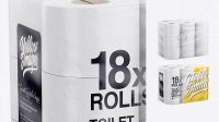 5417+ 18x Toilet Tissue Pack PSD Mockup Half Side View Smart Editable Design Mockup