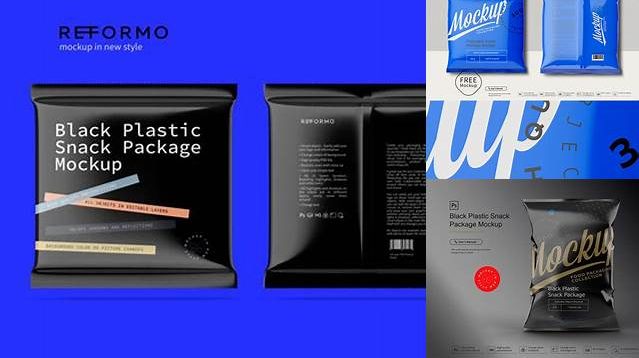 5417+ Black Plastic Snack Package Small Versatile Mockup for Designers