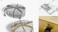 5417+ Metallic Gift Box PSD Mockup High-Angle Shot PSD Download