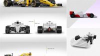 5421+ Formula One Car PSD Mockup Top View Layered Photoshop Template