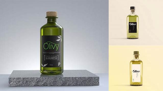 5425+ 1L Clear PET Bottle with Olive Oil PSD Mockup Modern and Unique Freebie PSD