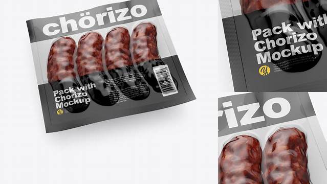 5426+ Pack with Chorizo PSD Mockup Half Side View High-Angle Shot Creative Free Photoshop Template