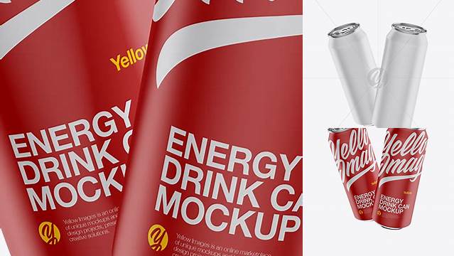 5429+ Two 500ml Matte Metallic Aluminium Cans with Matte Finish PSD Mockup Photoshop Resource Free