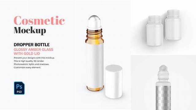 5431+ Clear Glass Roller Bottle PSD Mockup Elegant Free Graphic Resource