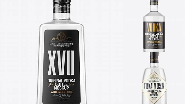 5432+ Square Clear Glass Vodka Bottle PSD Mockup Unique Free Photoshop Files