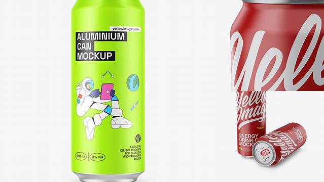 5434+ 500ml Aluminium Can With Matte Finish PSD Mockup Modern PSD Templates