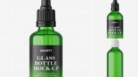 5434+ Green Glass Dropper Bottle PSD Mockup Include TIFF