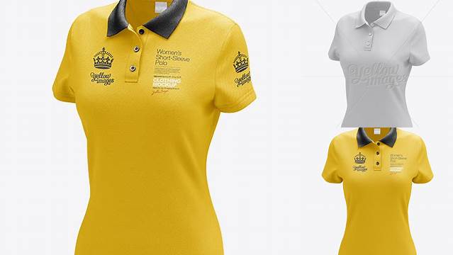 5434+ Womens Polo HQ PSD Mockup Half-Turned View Download Free Premium Design PSD