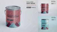 5436+ Metallic Bucket PSD Mockup Front View Elegant and Versatile PSD Resource