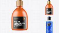 5439+ Orange Frosted Liquid Soap Bottle PSD Mockup Customizable PSD Templates