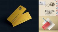 5439+ Two Paper Envelopes PSD Mockup High-Angle Shot Photoshop Resource Free