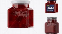 544+ Glass Cherry Jam Jar PSD Mockup Halfside View Elegant High-Resolution Design File