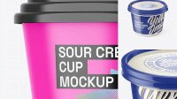 5440+ Glossy Sour Cream Cup PSD Mockup Unique High-Resolution Photoshop Mockup