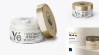 5444+ Opened Clear Cream Jar With Metallic Cap PSD Mockup High-Angle Shot Exclusive and Stylish Design PSD