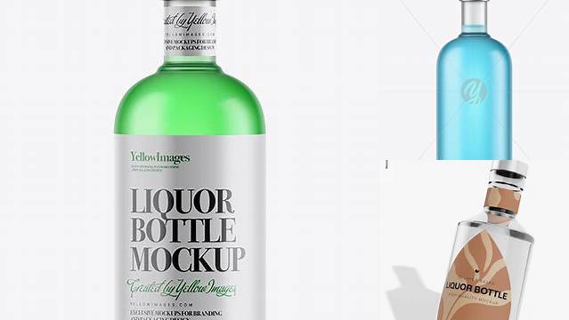 5446+ 700ml Frosted Glass Liquor Bottle PSD Mockup Fully Layered PSD Freebie