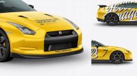 5446+ Nissan GTR PSD Mockup Side View Editable Graphic Free PSD