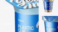 5449+ Metallic Yogurt Cup PSD Mockup Half Side View Creative Layered Design File