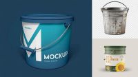 5449+ Round Plastic Bucket PSD Mockup High-Angle Shot Fully Editable PSD Template