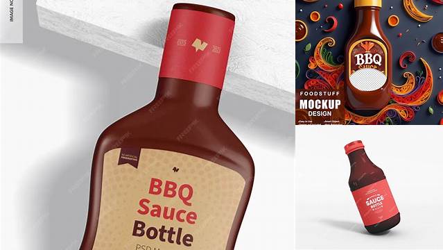 5450+ BBQ Sauce Jar PSD Mockup High-Angle Shot Free Photoshop Mockup Design