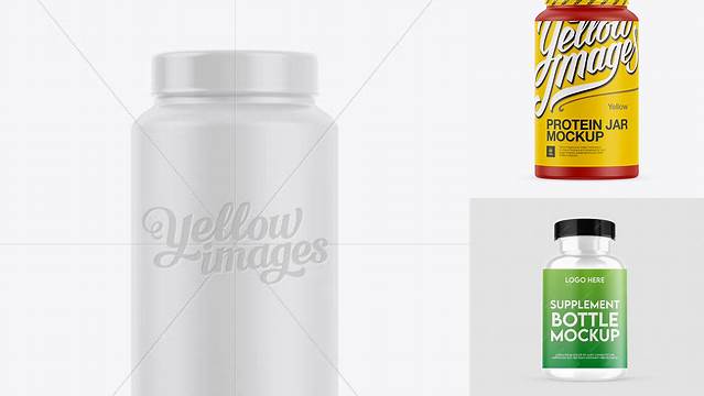 5452+ Nutritional Supplement Bottle With Matte Finish PSD Mockup Eye-Level Shot Fully Editable PSD Template